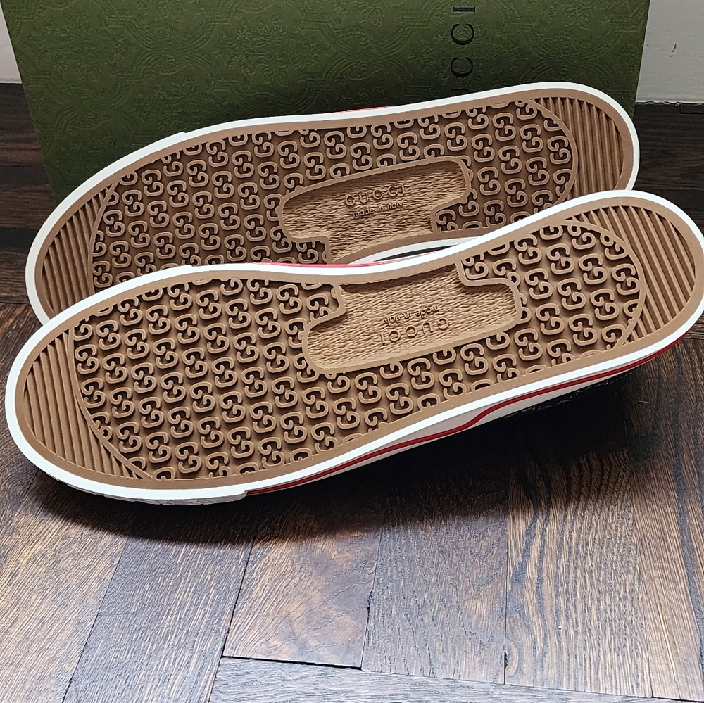 $750 Brand New Gucci Tennis 1977 Men Sneakers Black Web US 14.5 G 13.5 - Picture 9 of 12